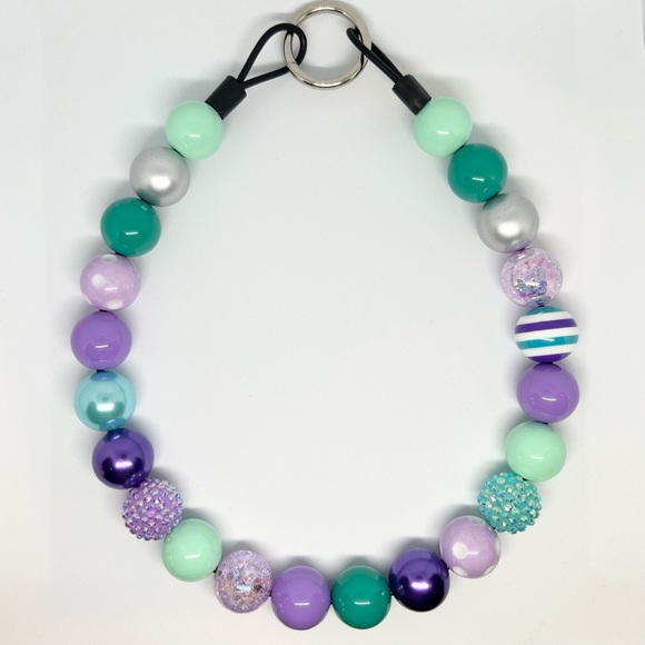 Mermaid Sparkle Beaded Dog Collar Necklace Size Medium/Large Purple & Teal Green - Picture 7 of 10